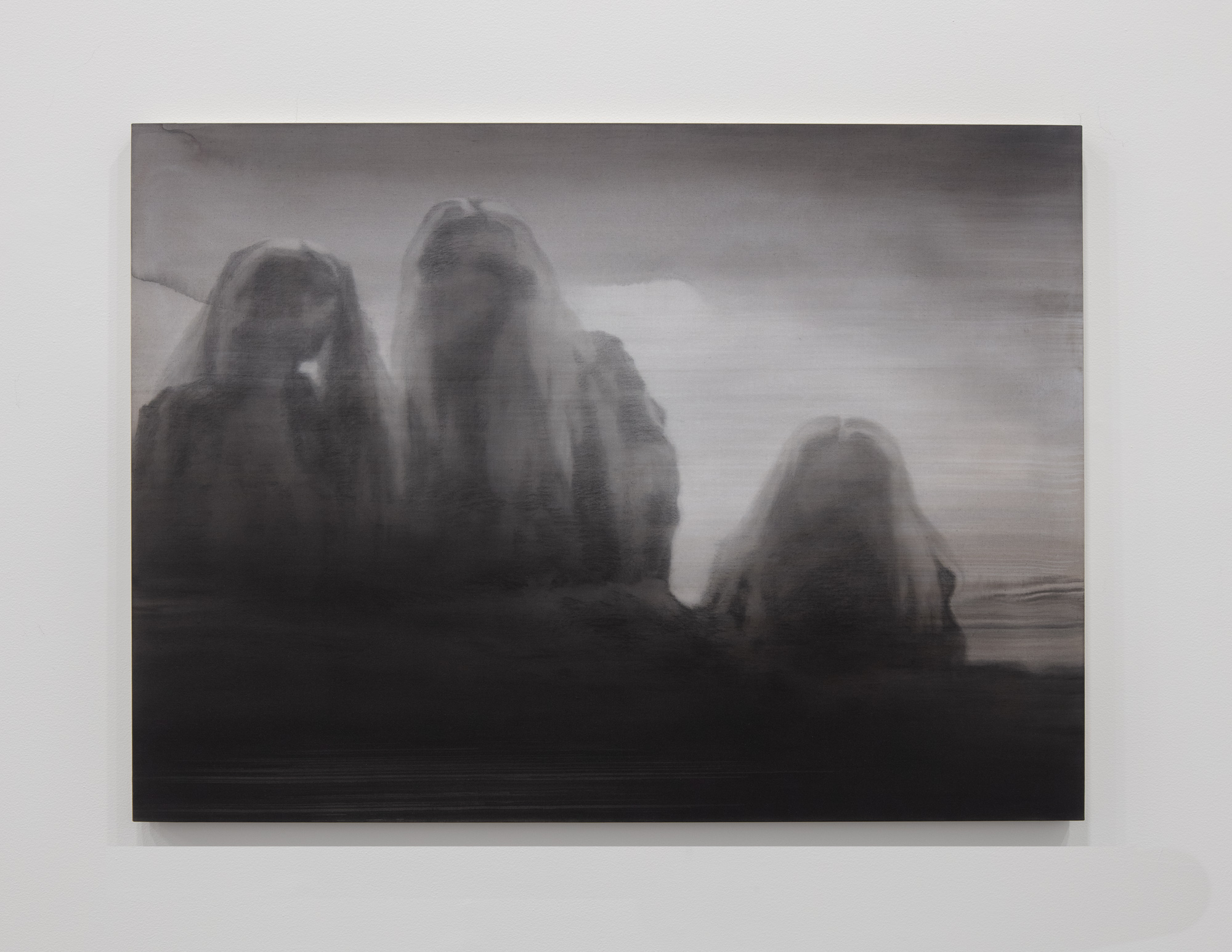 <i>Apparition</i>, 2024. Charcoal, gesso and oil on linen, 40 x 54 in (101.6 x 137.2 cm)